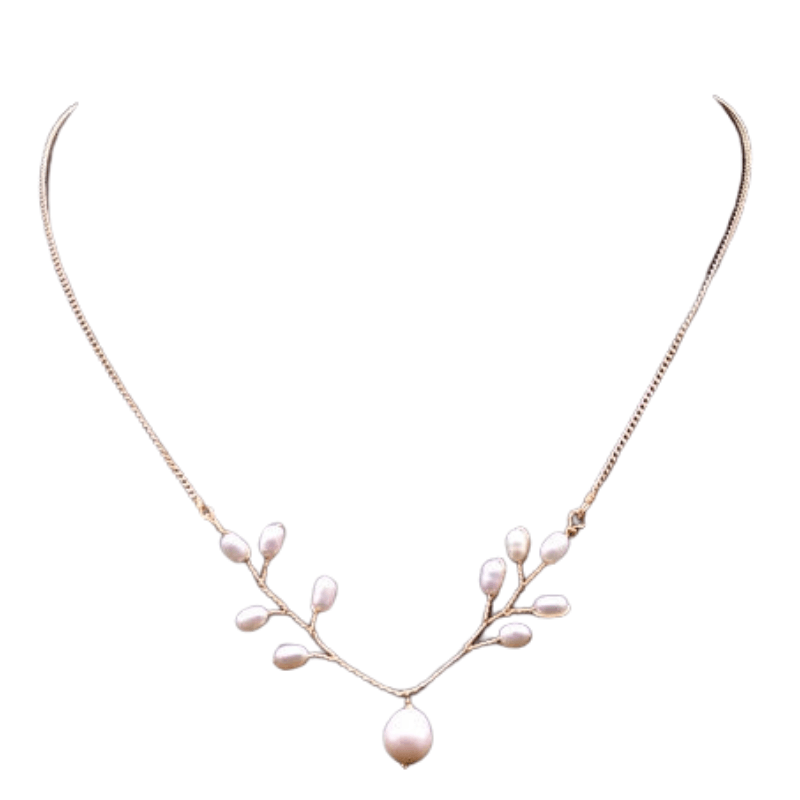 Colar Feminino Banhado a Ouro 14k  Artesanal Com Pérolas Naturais