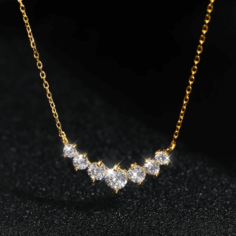 Colar Feminino Prata Banhado a Ouro Branco 18k e Pedra de Diamante Moissanite