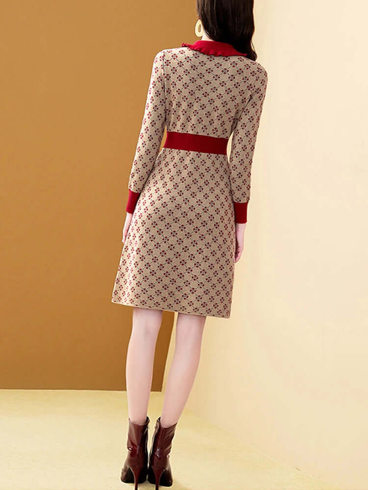 Vestido Modelo Coreano Malha Tweed - Outono Inverno