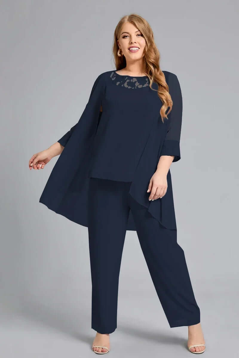 Conjunto Feminino Plus Size Elegante Com Três Peças