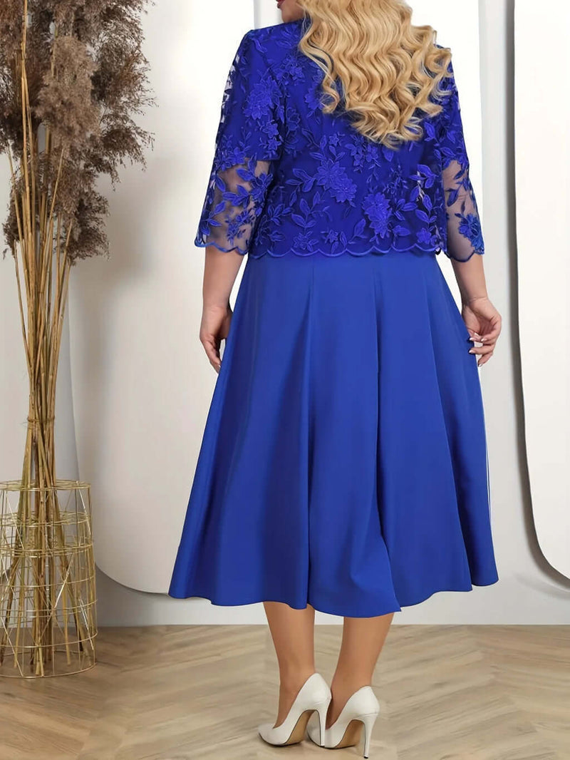 Vestido Longo de Festa Com Casaco Bordado - Plus Size