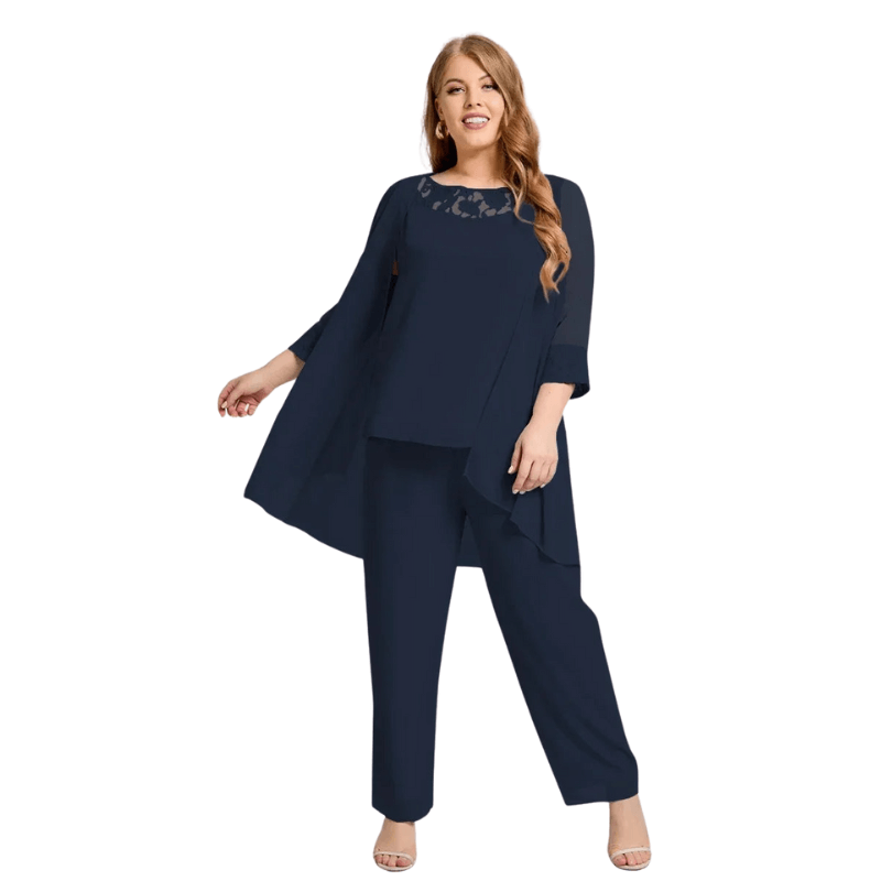 Conjunto Feminino Plus Size Elegante Com Três Peças